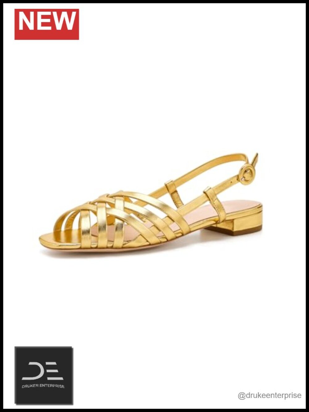 Loeffler Randall Shelly Wrap Sandal Leather Gold Gladiator Flat